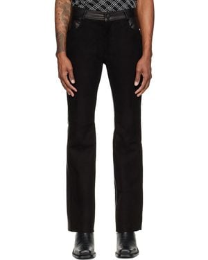 Ernest W. Baker Five Pocket Leather & Suede Trousers - Black