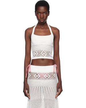 Frankie's Bikinis Haut Orchard Blanc En Coton Crocheté À Corsage Bain De Soleil