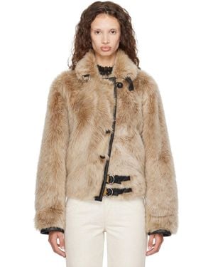 Isabel Marant Tan Reversible Roama Sherling Coat - Natural