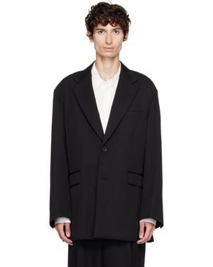 Ssstein Oversized Single Breasted Long Blazer - Black
