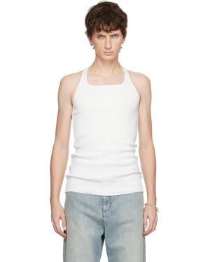 MATIERES FECALES Cross Seam Knit Tank Top - White