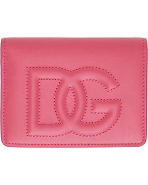 Dolce & Gabbana ピンク 'Dg' ロゴ カーフスキン 財布