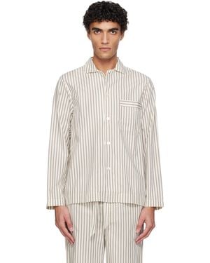 Tekla Poplin Long-Sleeved Pyjama Shirt - White
