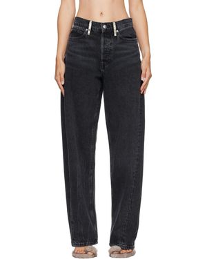 Alexander Wang Crystal Hotfix Belt Loop Mid-Rise Relaxed Jeans - Blue