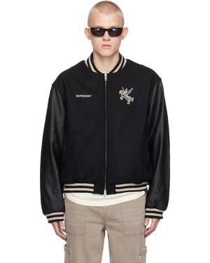 Represent Mascot Wool Varsity Bomber Jacket - Black