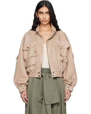 Balmain Suede Bomber Jacket - Brown