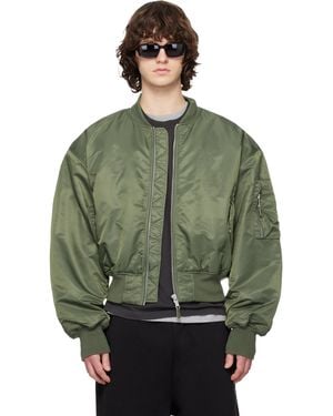 Entire studios Khaki Cropped Broad Bomber Jacket - Green