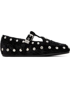 Ganni Mary Jenny Velvet Flats - Black