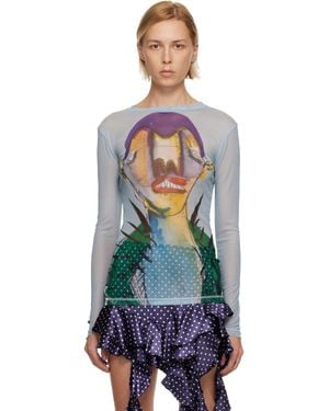 Charles Jeffrey Powermesh Long Sleeve T-Shirt - Blue