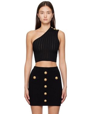 Balmain Asymmetric Tank Top - Black