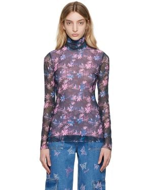 Ganni Black Printed Turtleneck - Multicolour