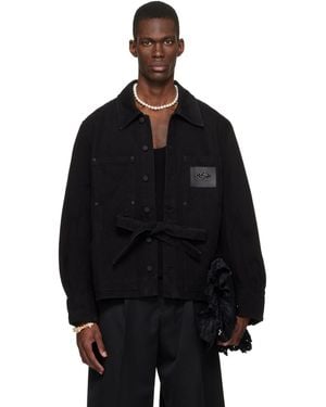 Simone Rocha Workwear Bow Denim Jacket - Black
