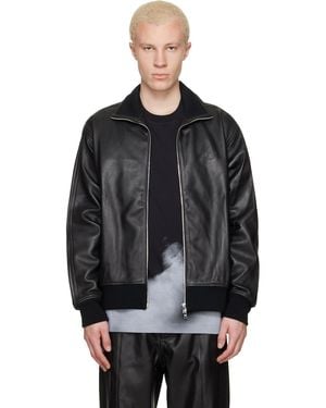 adidas Originals A-Type Firebird Tt Leather Jacket - Black