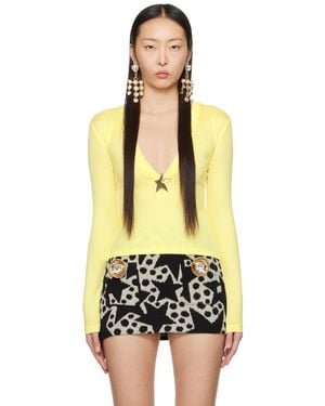 Area Yellow Star Stud Top - Black