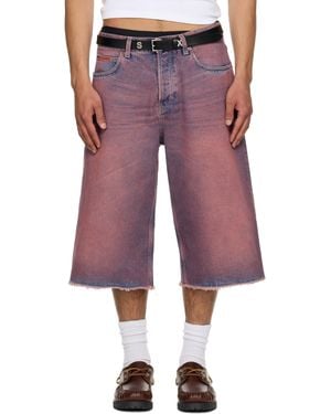 Martine Rose Ssense Exclusive Frayed Denim Shorts - Red