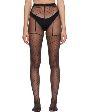 Wolford Dotted Garter Belt Tights - Multicolour