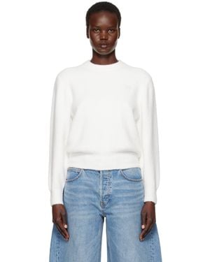 T By Alexander Wang Pull Décontracté Blanc À Écusson À Logo Brodé