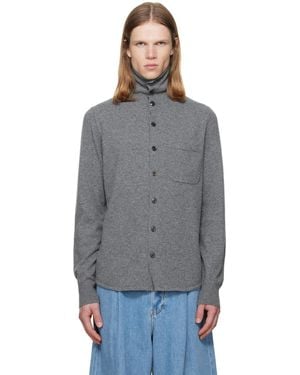 Dries Van Noten Collar Cashmere Cardigan - Grey