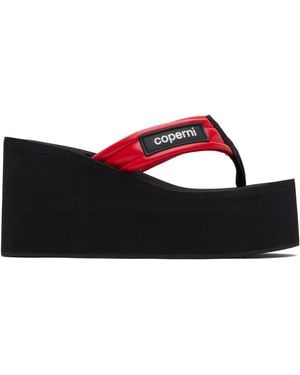 Coperni レッド ウェッジ ヒールサンダル - ブラック