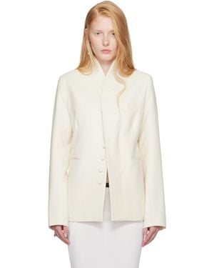 AARON ESH Ssense Exclusive Bridal Capsule Collarless Blazer - White