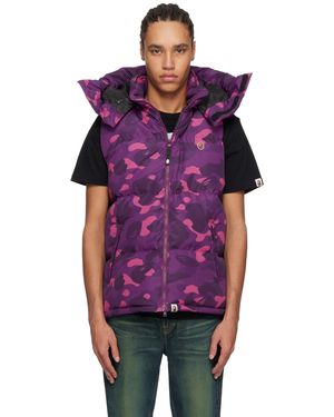 A Bathing Ape Veste Mauve Rembourrée En Duvet À Motif Camouflage - Violet