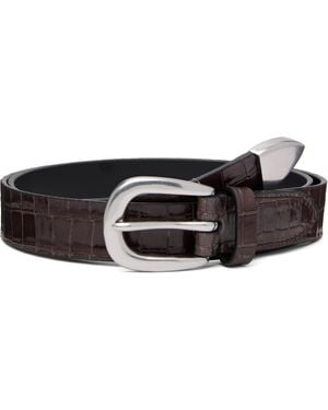 Paul Smith Croc-Emboss Leather Belt - Black