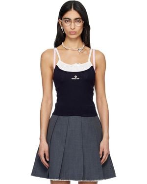 ShuShu/Tong Patchwork Knit Sling Camisole - Black