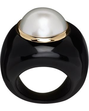 Sophie Buhai Pearl Moon Ring - Black