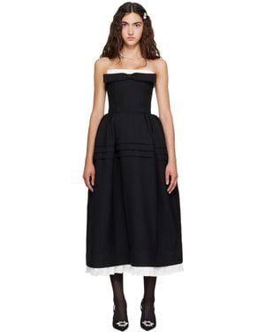 ShuShu/Tong Tuck Flower Bud Midi Dress - Black