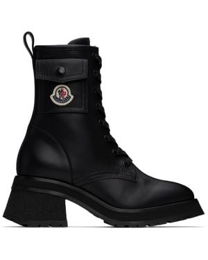 Moncler Gigi Leather Lace-Up Boots - Black