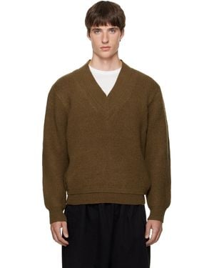 Entire studios Khaki Knit V-Neck Jumper - Brown