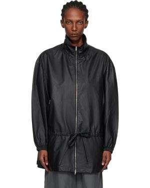 Alexander Wang Drop Waist Bonded Leather Jacket - Black