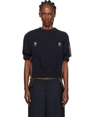 Sacai Khaki Sponge X Nylon Twill Sweatshirt - Blue