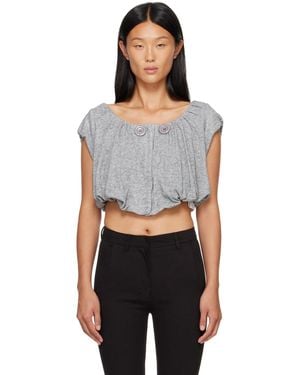 OPEN YY Shirred Jersey Vest - Gray