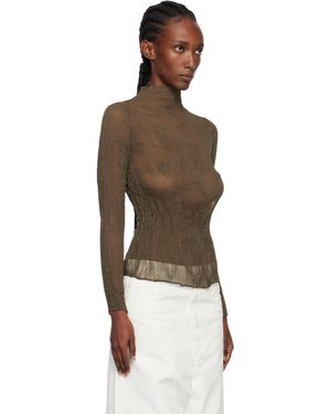 Issey Miyake Shadow Study Pleats Chiffon Twist Turtleneck in Black