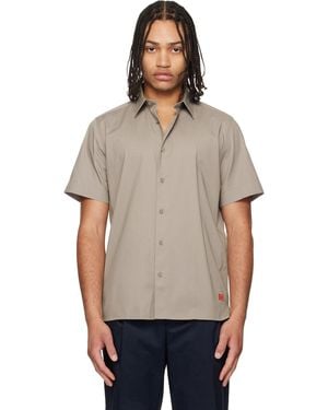 HUGO Taupe Relaxed-Fit Stretch Cotton Shirt - Black