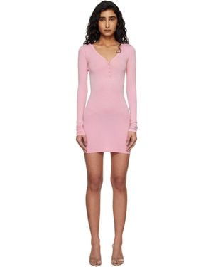 Skims Wool Rib Henley Minidress - Black