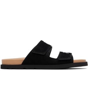 Palm Angels Logo Suede Sandals - Black