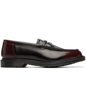 Dr. Martens Burgundy Mayfare Rub Off Leather Penny Loafers - Black