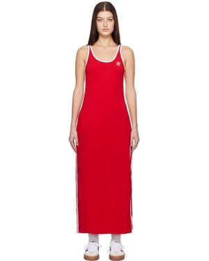 adidas Originals Adicolor 3-Stripes Tank Maxi Dress - Red