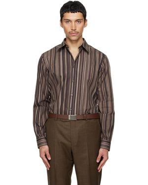Paul Smith ブラウン 'Painted Signature Stripe' Print コットン シャツ