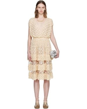 Dries Van Noten Off- Ruffled Mesh Midi Dress - Black