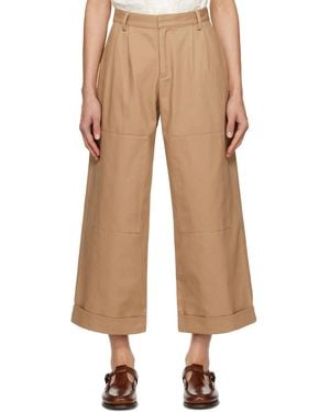 Commas Taupe Patch Trousers - Natural