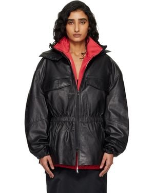 Frankie Shop Carnaby Funnel Neck Leather Jacket - Black