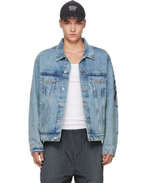 Vetements Blouson Bleu En Denim À Images De Graffiti