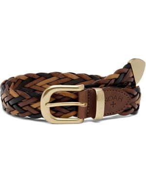 Noah Braided Leather Belt - Black