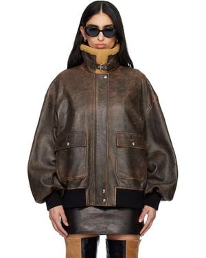 KHAITE Sandor Leather Jacket - Brown