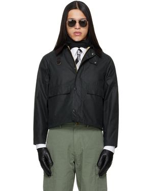 Barbour Blouson Ajusté Spey Vert En Coton Ciré - Noir