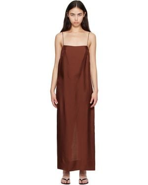 St. Agni 90S Silk Twill Slip Midi Dress - Black