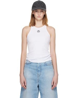 Marine Serre Moon Logo Ribbed Jersey Tank Top - Blue